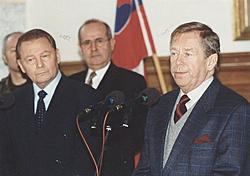 Václav Havel při návštěvě Českého Krumlova 25. ledna 2002