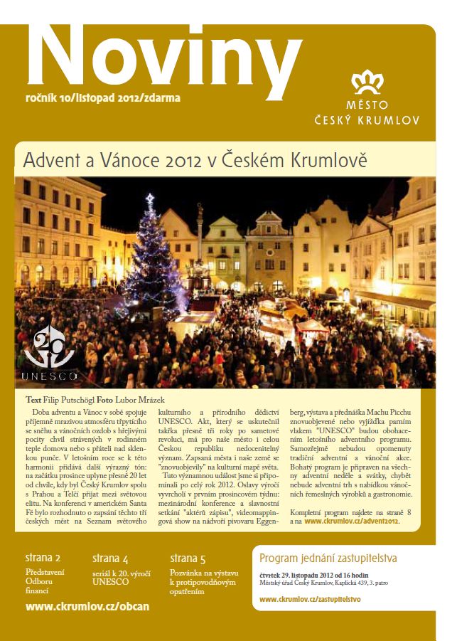 Noviny města - listopad 2012 - titulní strana