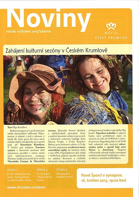 Noviny města - duben 2013 - titulní strana
