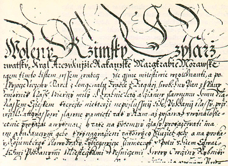 Darovací listina z roku 1620, v níž Ferdinand II. Habsburský daroval Buquoyům rožmberské, novohradské a libějovické panství