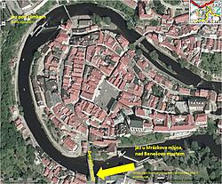 Ilustrační mapa - prohrábka Vltavy pod jezem