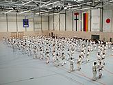 Cvičení 180-ti členné skupiny hnědých pásů (3.-2.kyu)., foto: Roman Kneifl